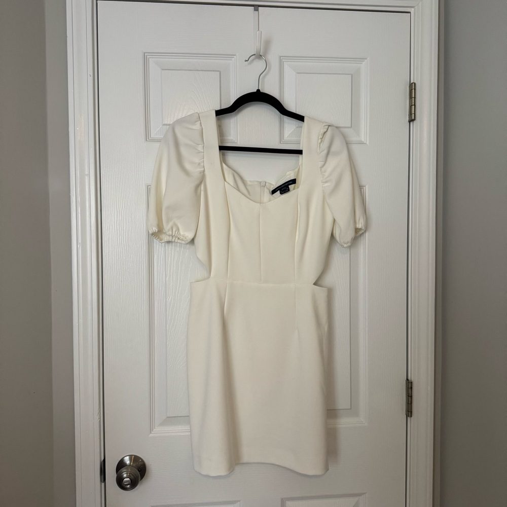 French Connection Whisper Cutout Dress in White/Cream